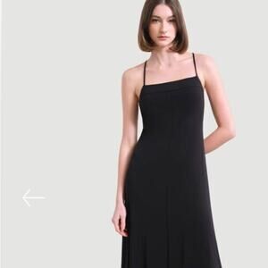 Modern Citizen Women’s sz M Liliana Black Cupro Slinky Midi Dress Lace Up Back